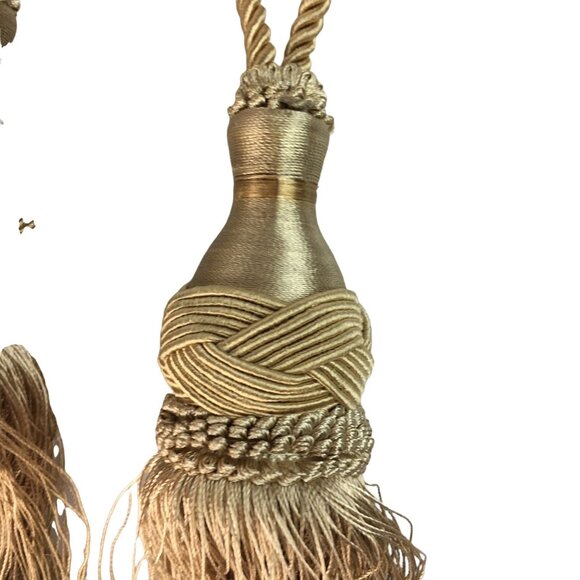 Set Gold Curtain Tie Back Fringe Tassels 9 Inches Hollywood Regency u - Picture 6 of 6